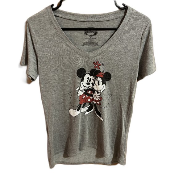 Disney Tops - Mickey + Mini Mouse Womens Disney T-Shirt‎ Gray Short Sleeve Scoop Neck M